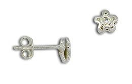 Brinco folheado a prata em forma de flor com strass BS1081 P