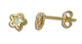 Brinco folheado em forma de flor com strass - BS1081