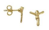 Brinco de crucifixo folheado a ouro - BS0708