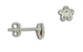 Brinco folheado a prata em forma de flor com strass BS1081 P